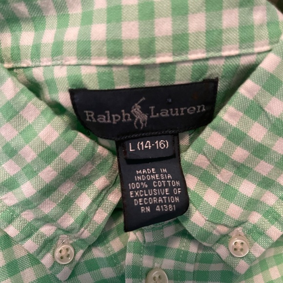 Ralph Lauren button down Oxford long sleeve checkered shirt size 14-16 - Picture 7 of 8